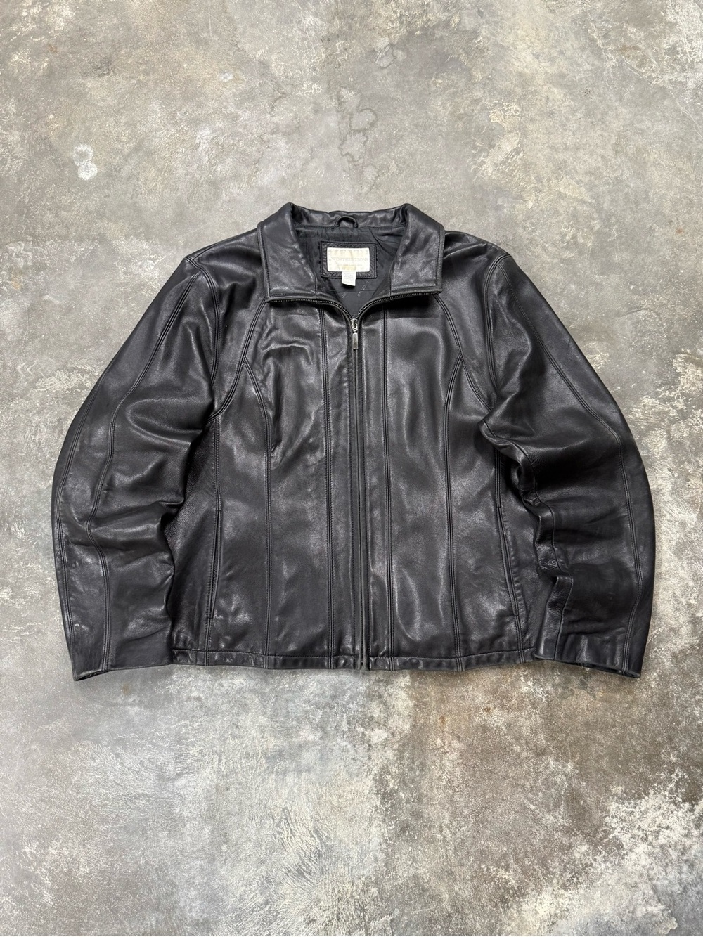 Worthington Black Lambskin Leather Moto Jacket XL